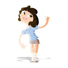 Cartoon Woman Waving N68