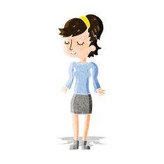 cartoon woman shrugging shoulders N99
