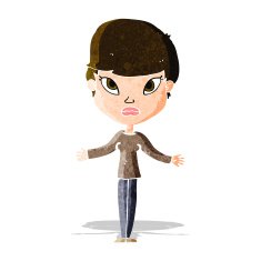 cartoon woman shrugging shoulders N101