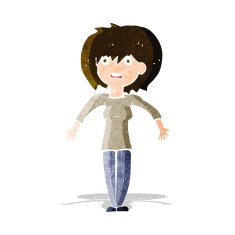 cartoon woman shrugging shoulders N102
