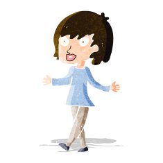 cartoon woman with open arms N19
