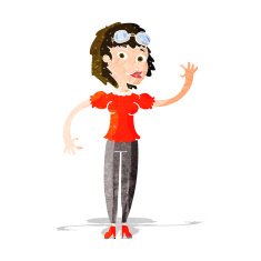 cartoon pilot woman waving N3