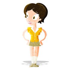 cartoon happy woman in short skirt N3