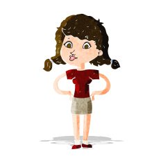 cartoon pretty girl with hands on hips N3
