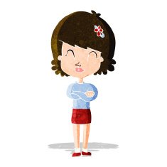 cartoon happy woman with folded arms N5