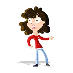 cartoon worried woman pointing N3