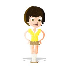 cartoon pretty woman with hands on hips N5