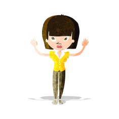 cartoon woman with raised hands N3