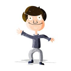 cartoon happy man waving N9
