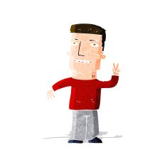 Cartoon Man Giving Peace Sign N15