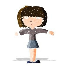 cartoon woman shrugging shoulders N105