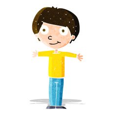 cartoon happy boy with open arms N5