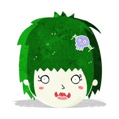 cartoon happy vampire girl face N3
