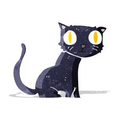 cartoon black cat N34