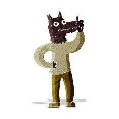 cartoon werewolf with idea N2