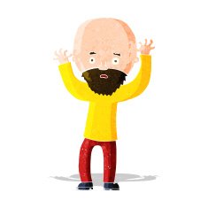 cartoon bearded man panicking N3