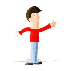 cartoon happy man waving N10