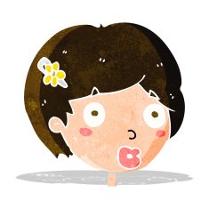 cartoon surprised female face N13