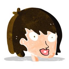 cartoon happy female face N42
