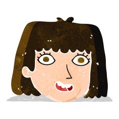 cartoon happy female face N43