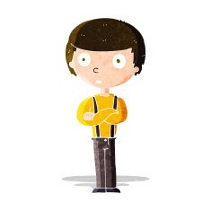 cartoon staring boy with folded arms N3