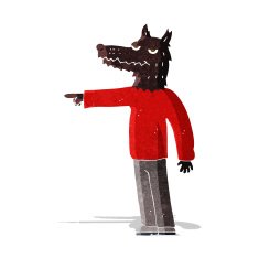 cartoon wolf man pointing N3