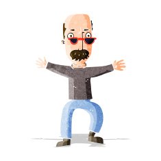 cartoon old man waving arms N3