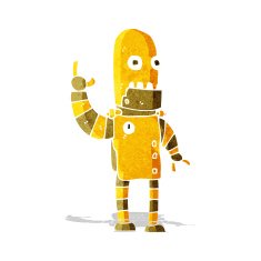 cartoon waving gold robot