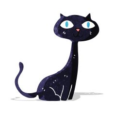 cartoon black cat N35