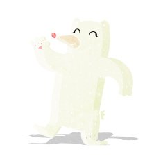 cartoon waving polar bear N6