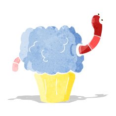 cartoon worm in cupcake N3