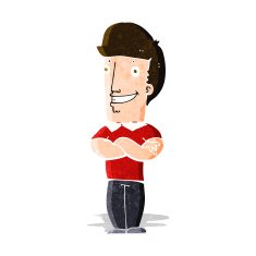 cartoon man with folded arms grinning N3