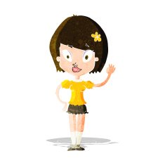 cartoon pretty girl waving N8