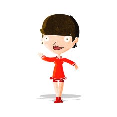 cartoon waving woman N33