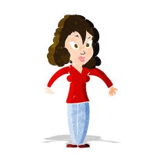 cartoon woman shrugging shoulders N110