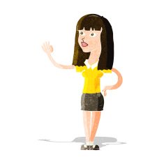 cartoon pretty woman waving N21