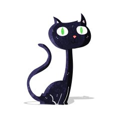 cartoon black cat N36