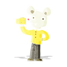 cartoon mouse holding cheese N3