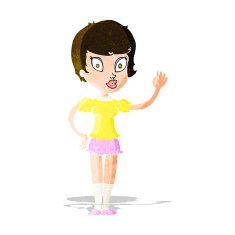 cartoon pretty girl waving N9