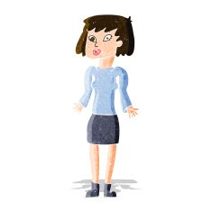 cartoon woman shrugging shoulders N112