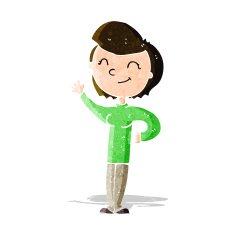 cartoon friendly waving woman N3