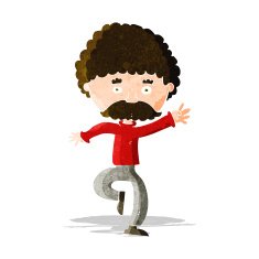 cartoon mustache man disco dancing N3