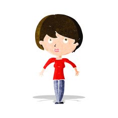 cartoon woman shrugging shoulders N114