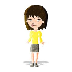 cartoon woman shrugging shoulders N116