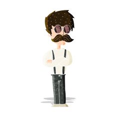 cartoon hipster man with mustache and spectacles N3