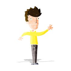 cartoon worried man reaching out N5