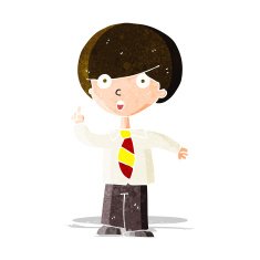 cartoon school boy answering question N13