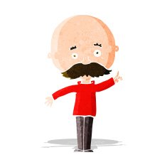 cartoon bald man with idea N7