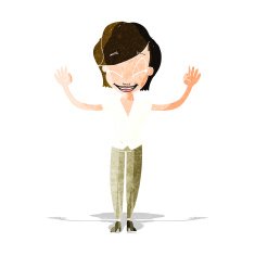 cartoon pretty woman with hands in air N3