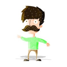 cartoon man with mustache waving N6